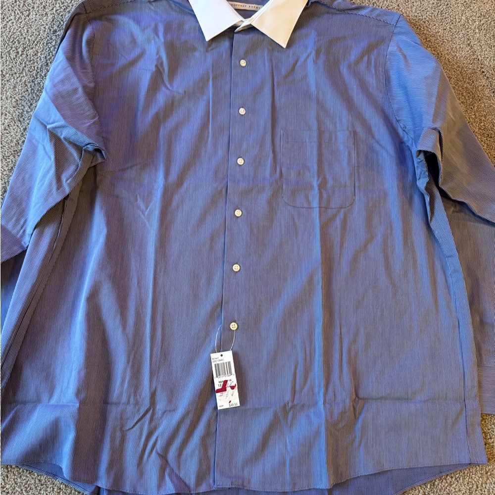 NWT! Geoffrey Beene Blue & White Striped Dress Shirt Men’s 18.5 36/37 - Picture 3 of 7